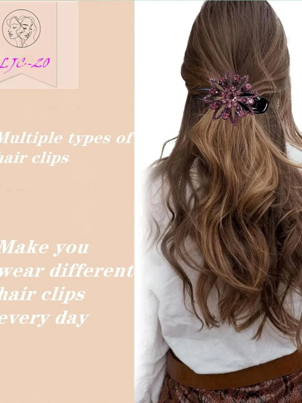 6 Pcs Floral Rhinestone Hair Clips - Elegant Double Flower Crystal Accessories